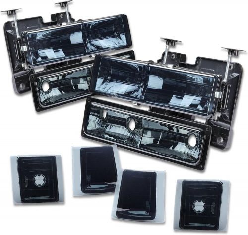 Smoked Lens Headlights+Bumper Lamps+Amber Corner Lights for Chevy C/K Suburban, US $153.99, image 6