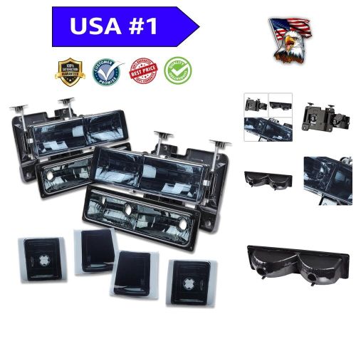 Smoked Lens Headlights+Bumper Lamps+Amber Corner Lights for Chevy C/K Suburban, US $153.99, image 9