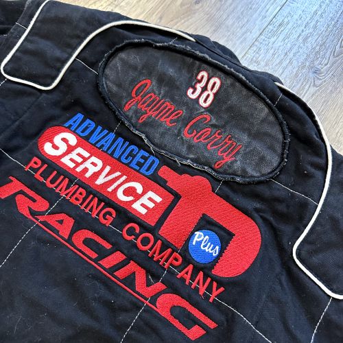 Black Racing Suit Mens Medium Patches #71 motorsports, US $89.99, image 11