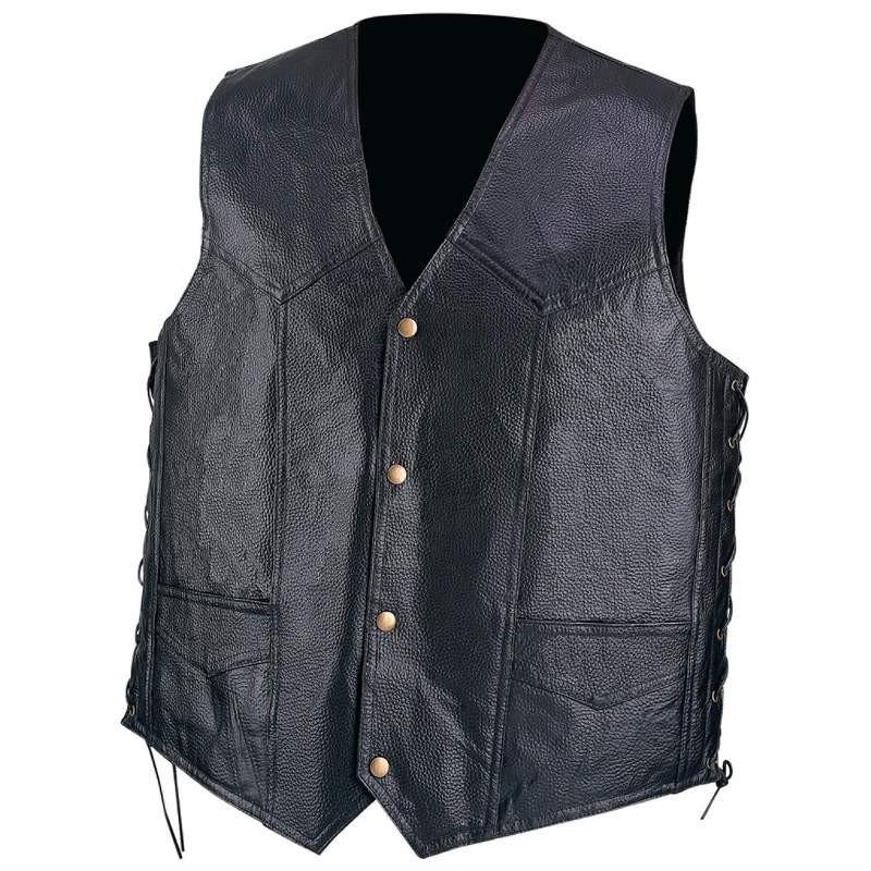 Mens womens leather motorcycle vest jacket waist coat m l xl 2xl 3x sae