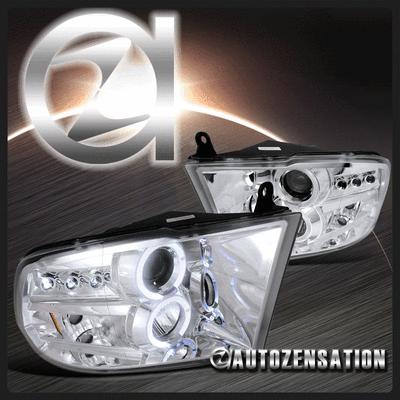 09-12 dodge ram truck chrome led drl halo projector headlights
