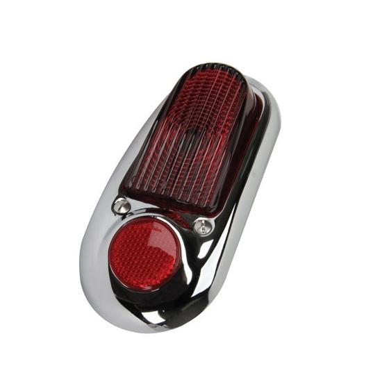 New 1949-1950 chevy chrome taillight assembly, driver side (left hand), red lens