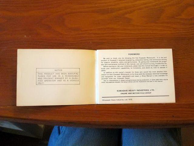 owner manual Kawasaki KH500 KH500-A8 widowmaker 1975 1976, US $39.50, image 3