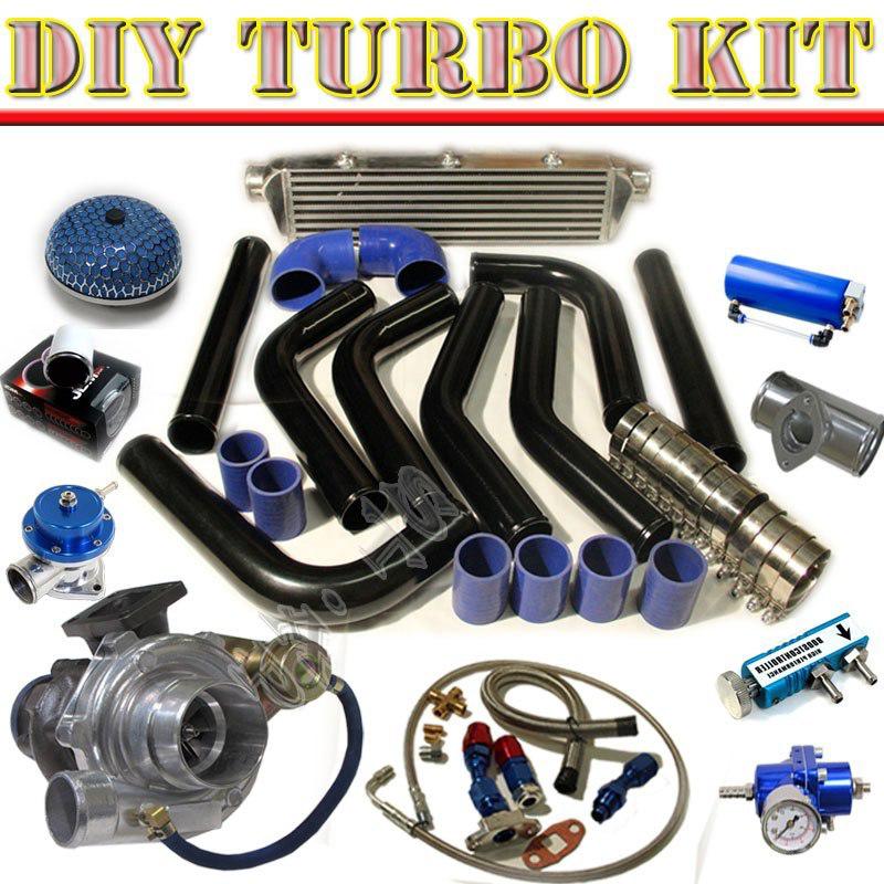 Jdm t3/t4 t04e v-band turbo charger+intercooler+piping kit+ fpr+bov type-s bk/bl