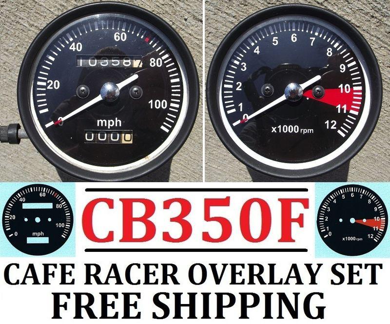Honda cb350 cb350f cafe racer gauge face decal overlay speedometer tach applique