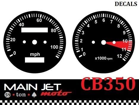 Honda CB350 CB350F Cafe Racer Gauge Face Decal Overlay Speedometer Tach Applique, US $19.99, image 2
