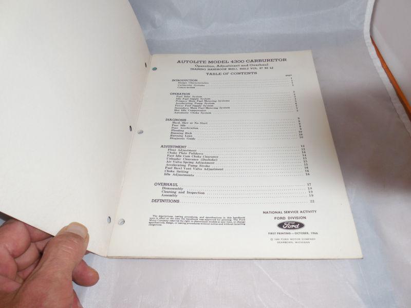 1967 Ford Autolite Model 4300 Carburetor Operation,Adjustment & Overhaul Manual, US $10.00, image 2