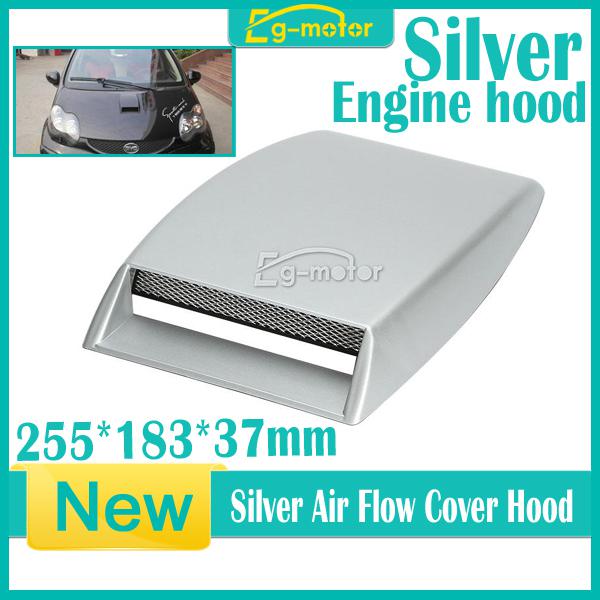 1x universal mini car air flow intake hood scoop vent bonnet cover silver