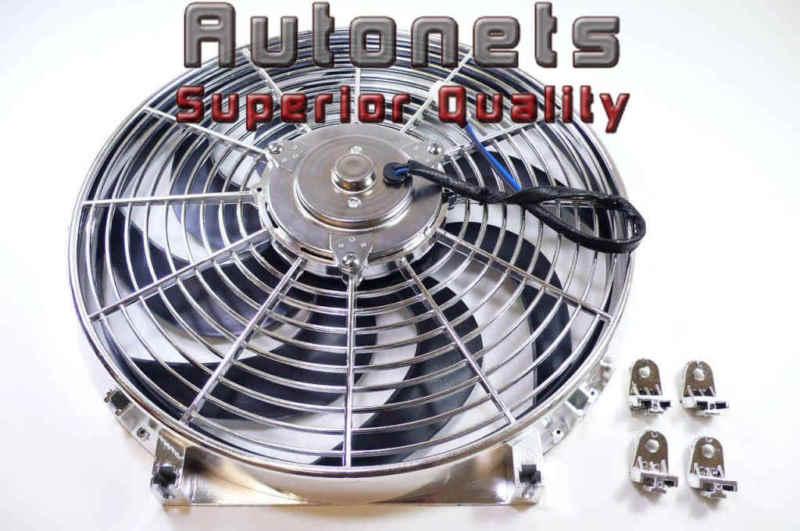 Sell 14" Radiator Cooling Fan Chromed Straight Blade Street Hot Rat Rod