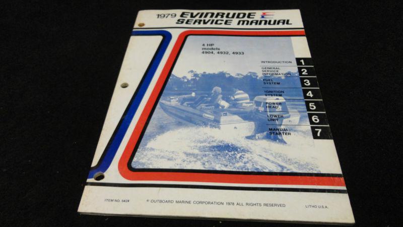 #5424 1979 evinrude 4hp models service manual outboard motor engine 