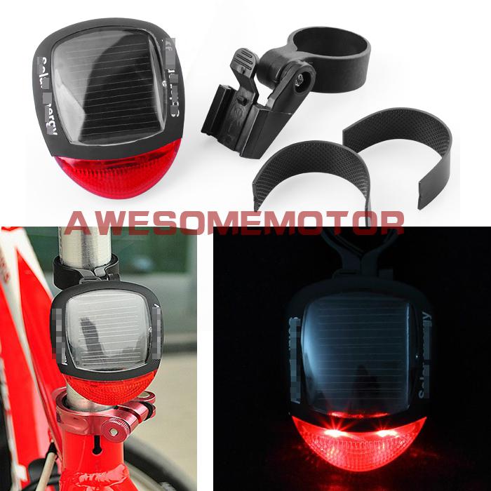 3 model solar power energy rechargeable bicycle cycling red led rear tail light 