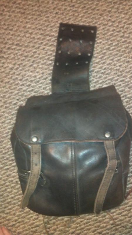 Vintage black leather motorcycle saddlebags, US $50.00, image 2