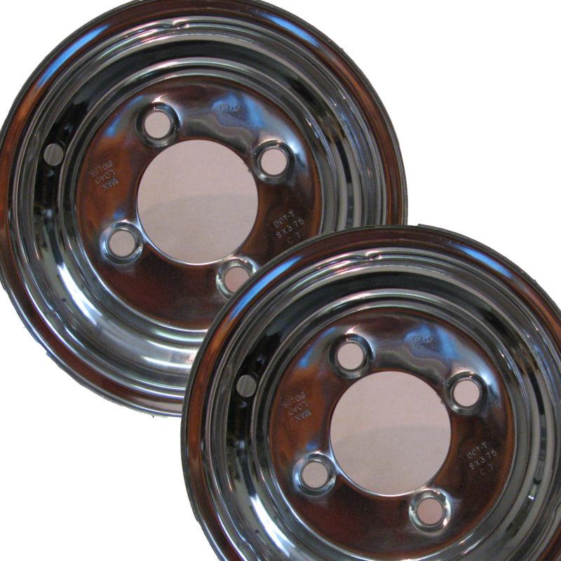 2) 8" chrome rim wheel 8x3.75 4/4 for camper jet ski snow mobile utility trailer