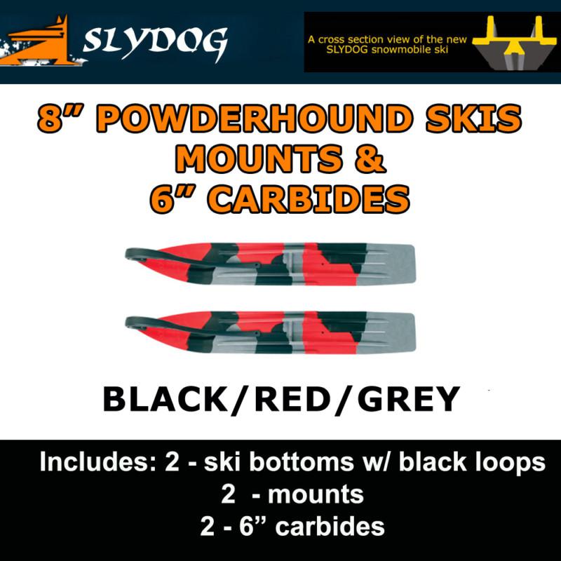 Arctic cat hcr 09-11, all 10-11 slydog powder hound 8" b/rd/g skis mnts 6" carbs