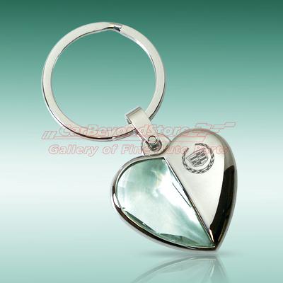 Cadillac clear crystal heart shape key chain, keychain, key ring + free gift