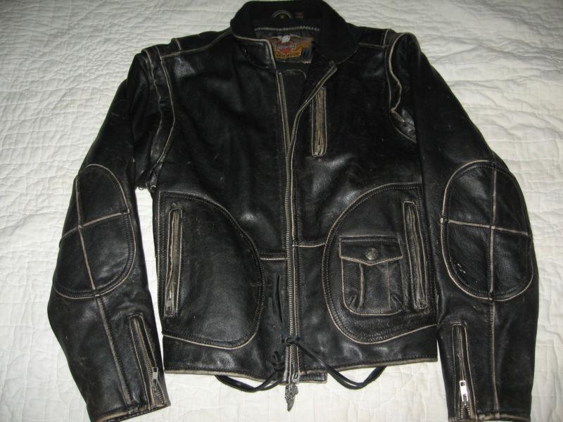 Harley davidson distressed leather original panhead jacket/vest men's small
