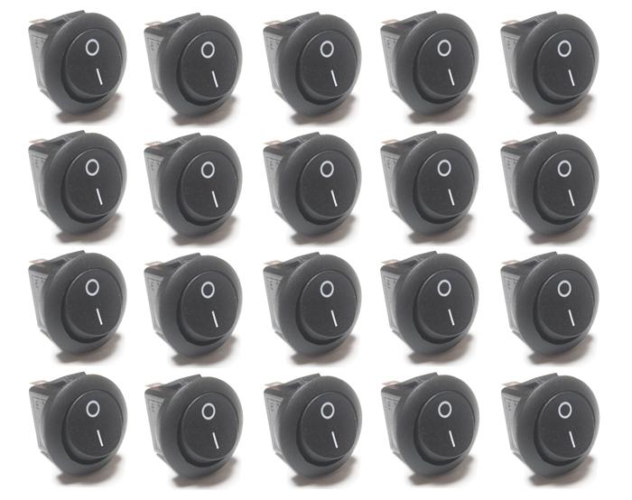 20 pcs - rocker switches 12v round toggle on off 12 volt car snap in switch new!