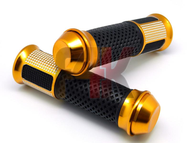 Golden motorcycle sports bikes handle bar rubber gel hand grips w/ bar end plug