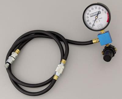 Moroso leakdown tester single gauge 3 1/2" gauge 14 18mm adapters 4 ft. hose
