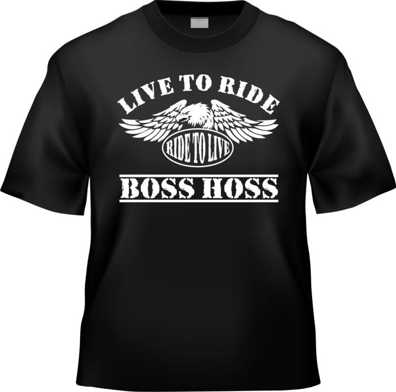 Boss hoss motorcycle chief black heavyweight t-shirt sizes l - 4xl