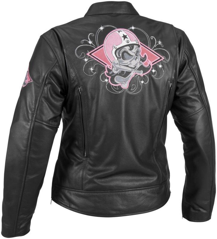 River road biker skull graphx motorcycle jacket black size women's-x-large