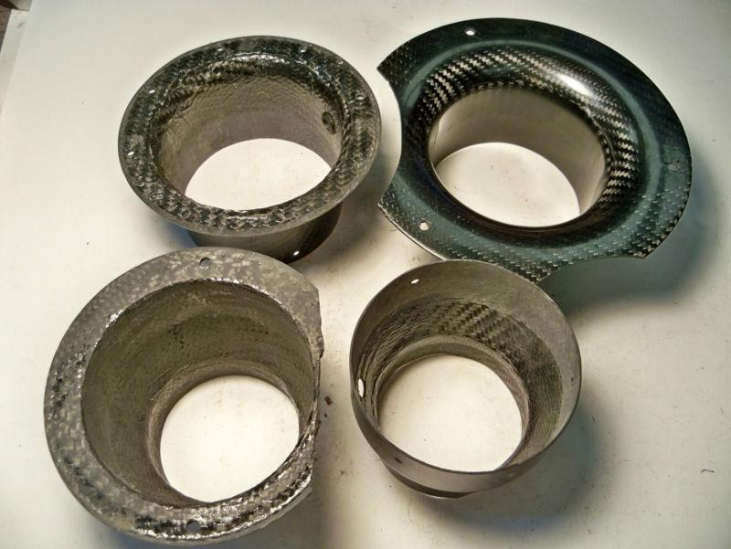 (4) assorted  carbon fiber 4" fan intakes late model nascar arca