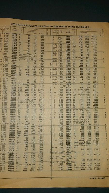 Vintage 1986 GM GMC Factory OEM Carline Dealer Parts Accessories Price Schedule , US $49.99, image 4