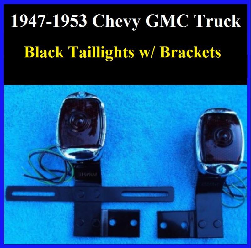1947-1953 chevy gmc truck black taillights w/ brackets 1948 1949 1950 1951 1952