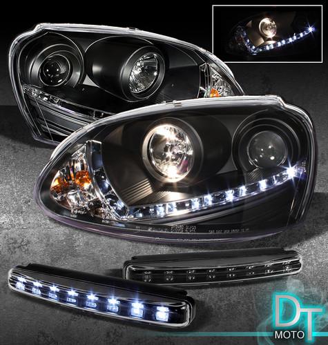 Led bumper fog lamps+06-09 r32 golf gti jetta rabbit drl projector head lights