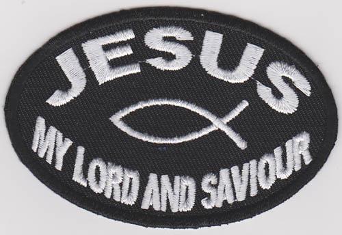 Jesus fish   my lord and saviour   motorcycle vest patch  christian biker