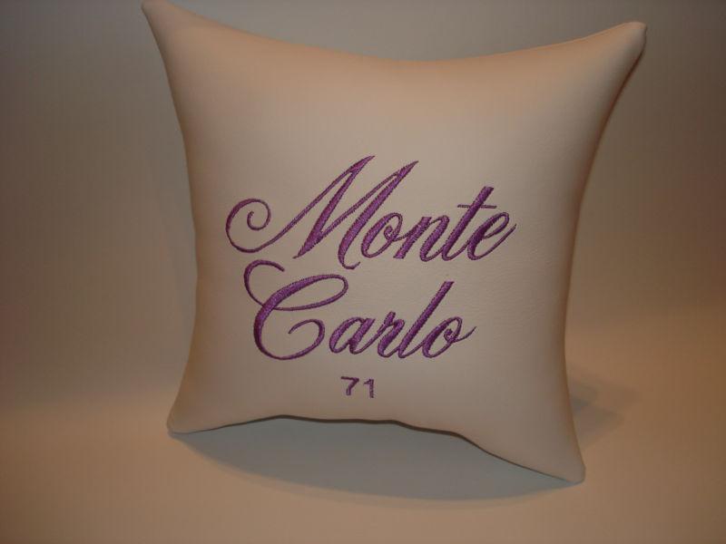 Vintage custom made 71 monte carlo car show pillow white