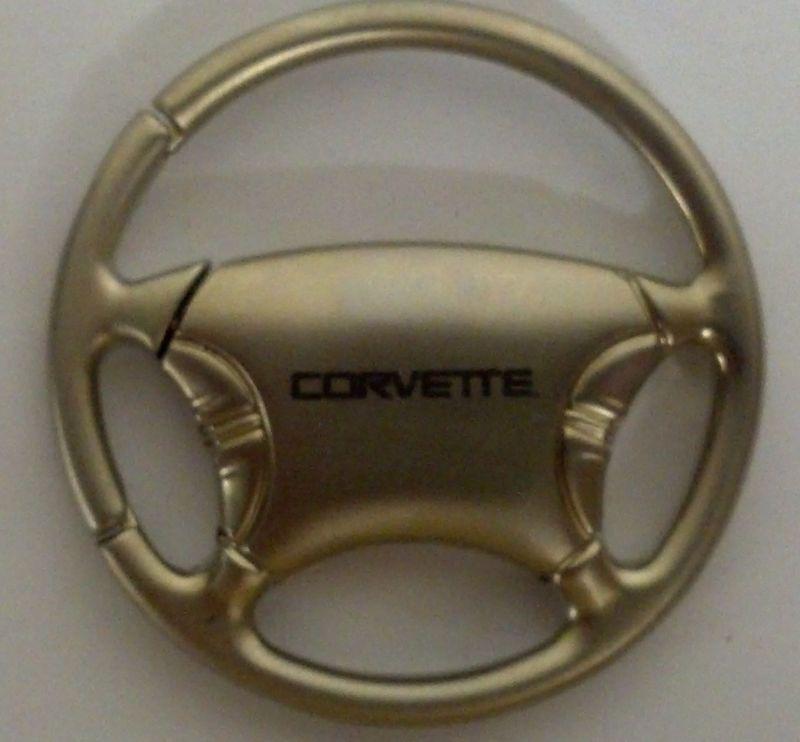 Corvette steering wheel silver color metal keychain