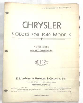 1940 chrysler dupont color paint chip chart all models original 