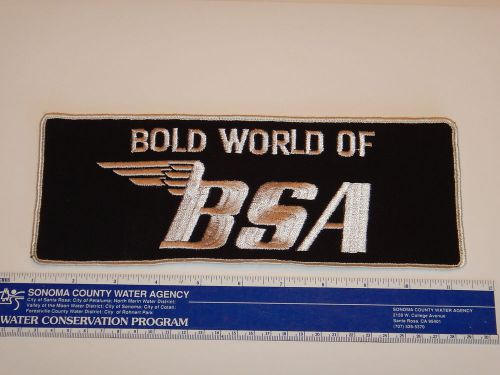 Vintage original bold world of bsa motorcycle patch 4&#034; x 10.5&#034; new old stock