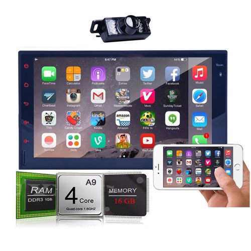 Gps navigation 7" double 2din car radio stereo 3g wifi android 4.4.4 bt+camera