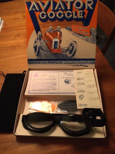 Leon jeantet leather aviator goggles extra lenses 4600 black gunmetal davida