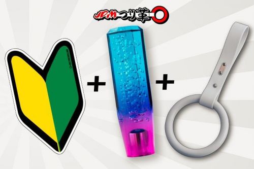 Jdm pack - clear bubble shiftknob + tsurikawa (train handle) + wakaba sticker