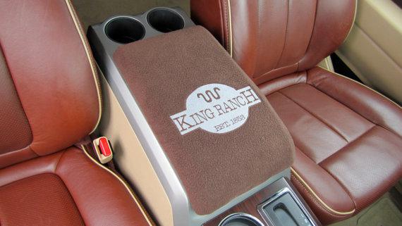 Center console cover embroidered for ford f150 f250 f350 king ranch armrest seat