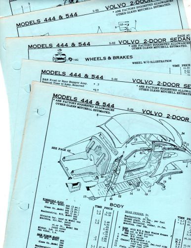 Volvo 444 544 1100 2 dr sedan body parts list frame original crash sheets mf