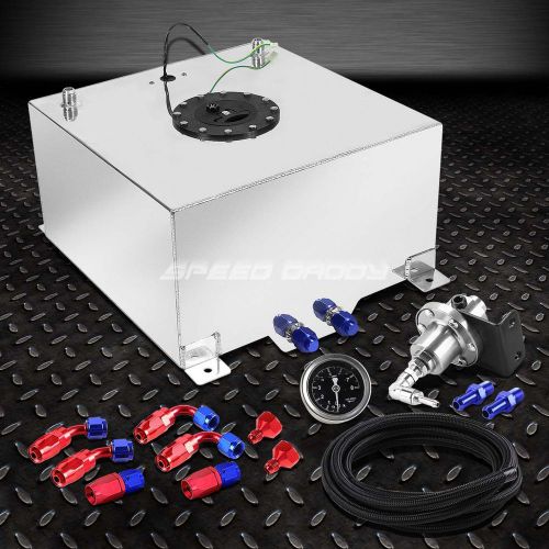 15.5 gallon/59l aluminum fuel cell tank+feed line kit+pressure regulator silver