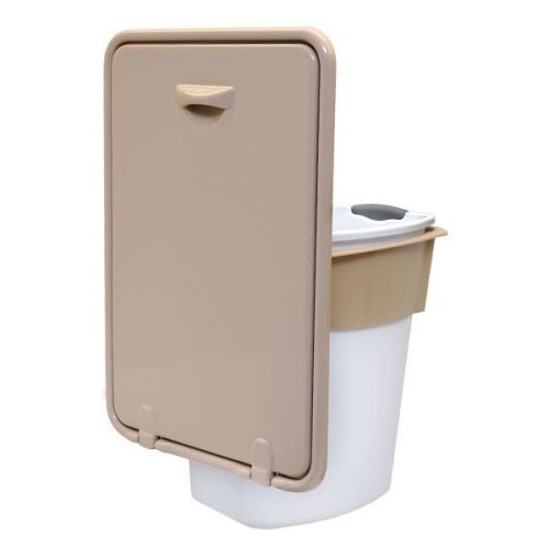 Harris kayot 44214722 tan 21 x 14 1/2 plastic boat pull out waste holder w/ can