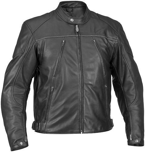 New river road mens mesa leather jacket w/removable armor, black, us-50