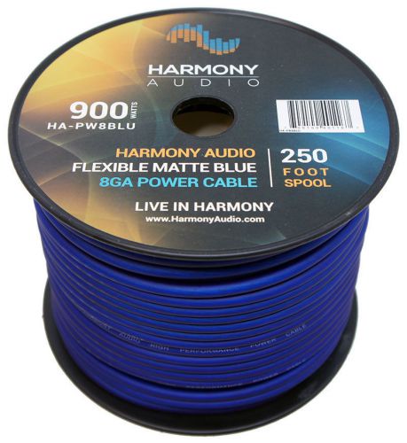 Harmony audio ha-pw8blu car 8ga flexible matte blue power wire - 250ft spool