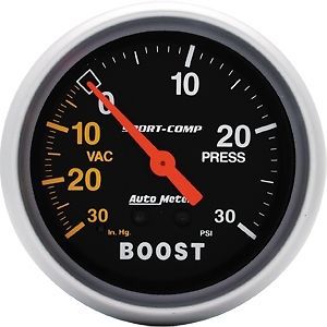 Auto meter 3403 sport-comp series gauge 2-5/8&#034; boost/vacuum mechanical