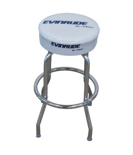 Brp evinrude e-tec 30" white bar stool w/steel chrome base