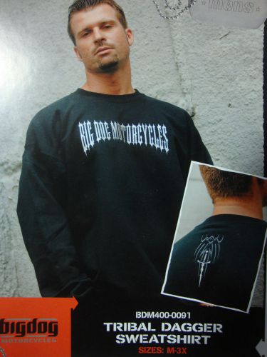 Big dog tribal dagger sweatshirt med embroidered logo front/back design bdm
