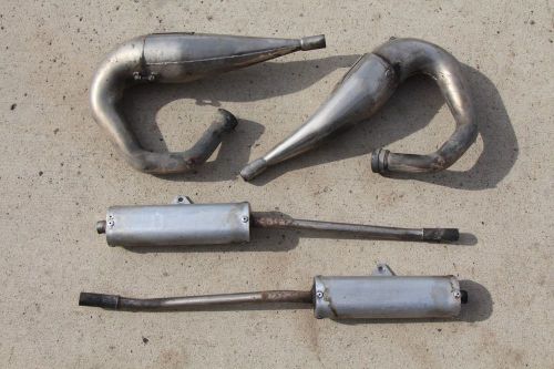 1987-2006 yamaha banshee lrd adjustable chrome exhaust pipes &amp; silencers m-2