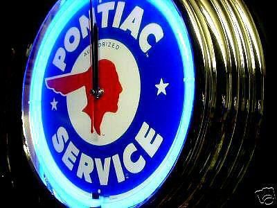 Pontiac chevy gmc  buick blue billiard garage man cave neon bar pub sign clock