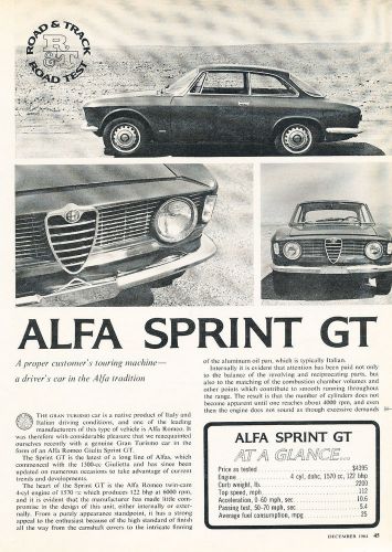1965 alfa romeo giulia sprint gt - road test - classic article d125