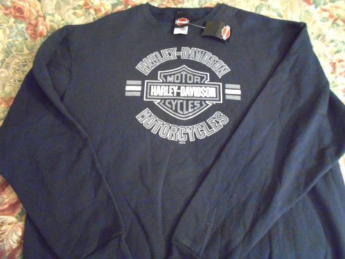 Nwt harley davidson classic navy blue fleece pullover sweatshirt xl